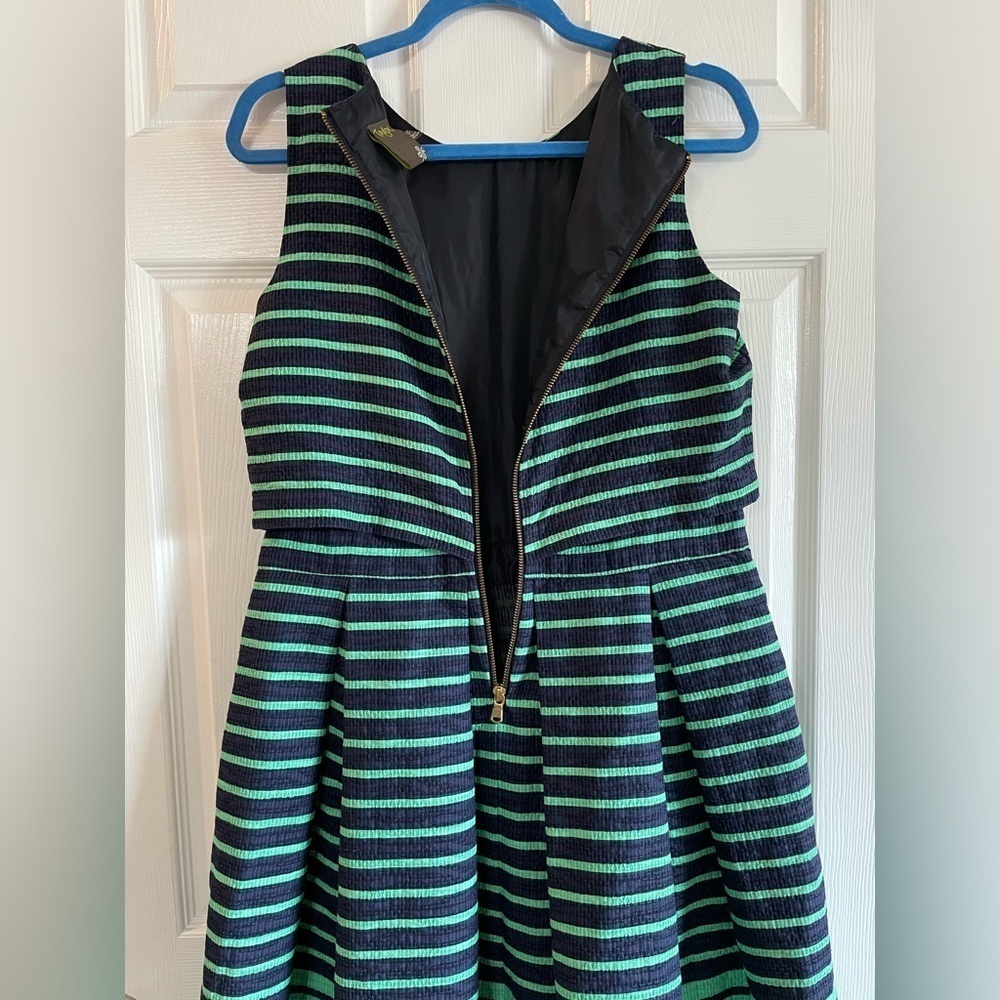 Taylor Size 12 green and blue striped dress - Picture 9 of 16